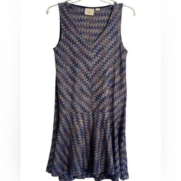 Anthropologie Maeve Westwater Zig Zag Drop Waist Dress Size Medium - Picture 8 of 11